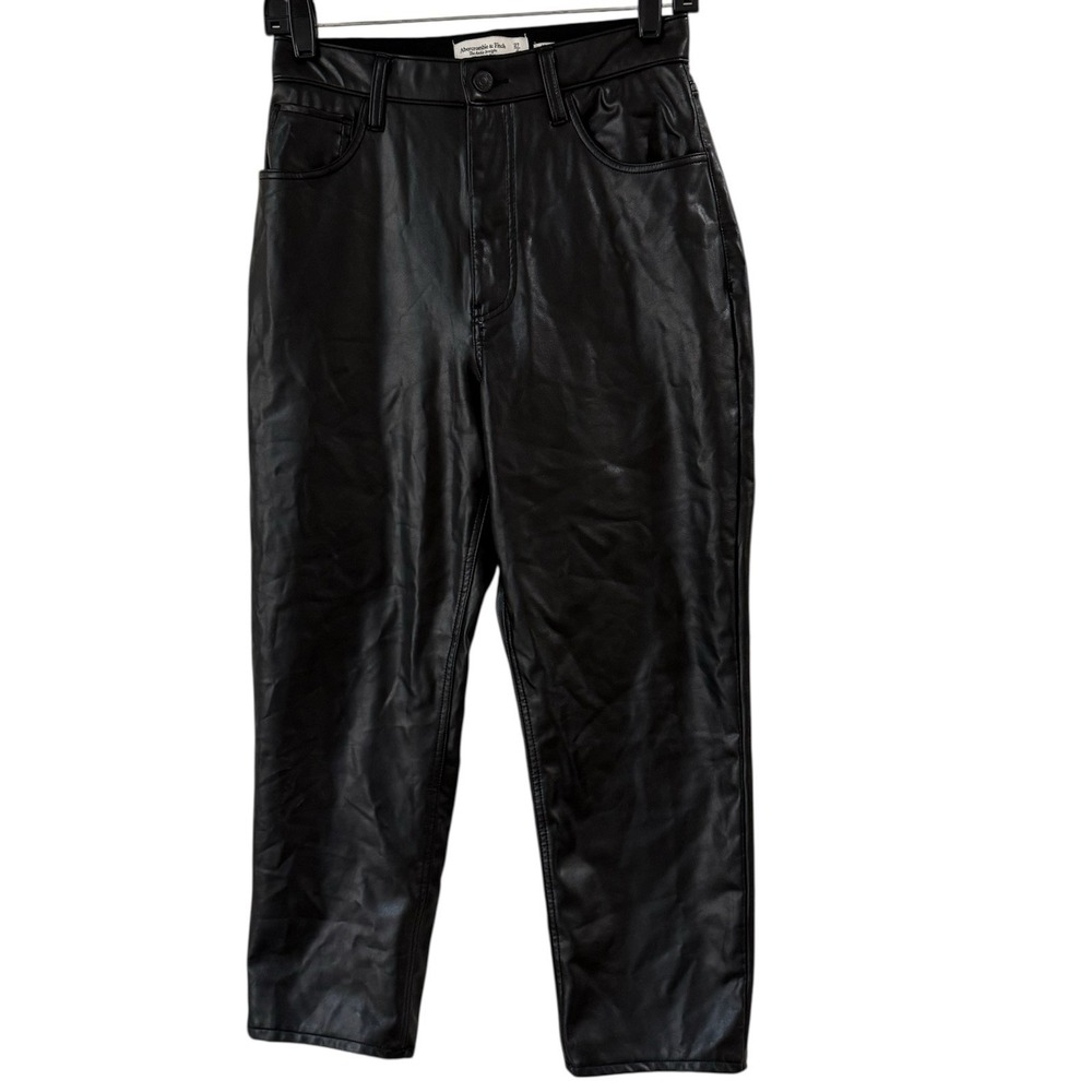 Abercrombie The Ankle Straight Ultra High Rise Vegan Leather Pants Womens 27 4s